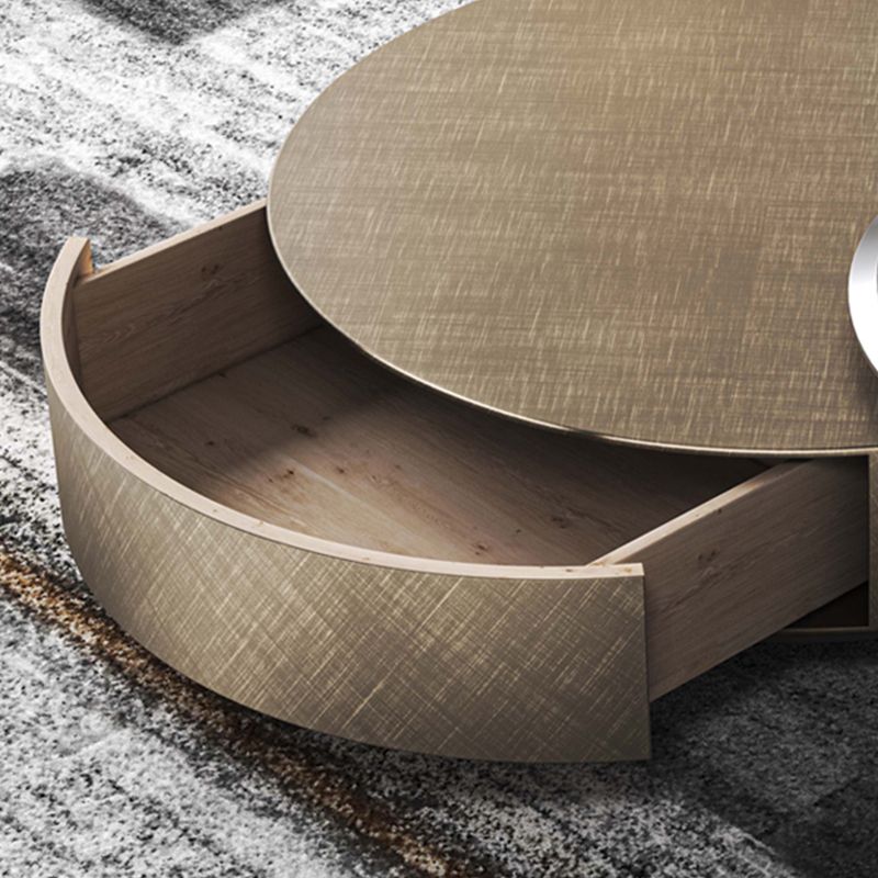 Round Coffee Table Brown Nesting Coffee Table Set for Living Room