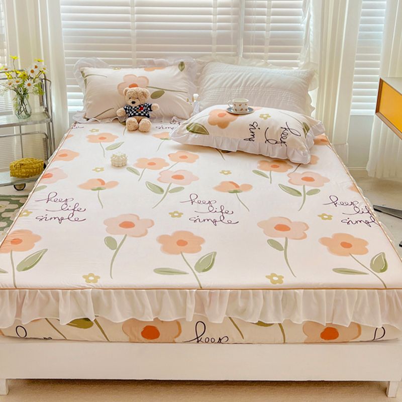 Cotton Fitted Sheet Floral Print Super Soft Bed Sheet Set for Bedroom