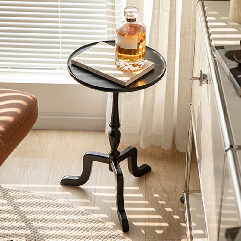 Rustic Round 3 Legs Side Table Solid Wood Tray Top End Table Set