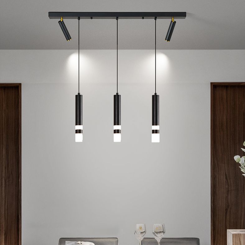 Luce a ciondolo a LED LED LINEAR BLACE Luce a soffitto in ferro battuto in stile moderno con ombra acrilica