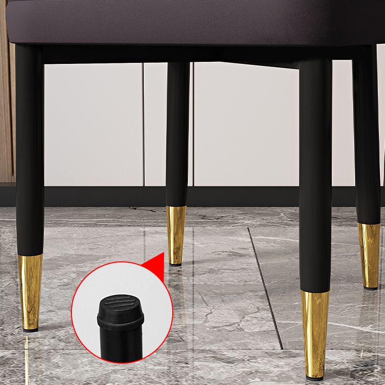 Modern Backrest Armless Cushion Chair with Metal Legs for Dining Room