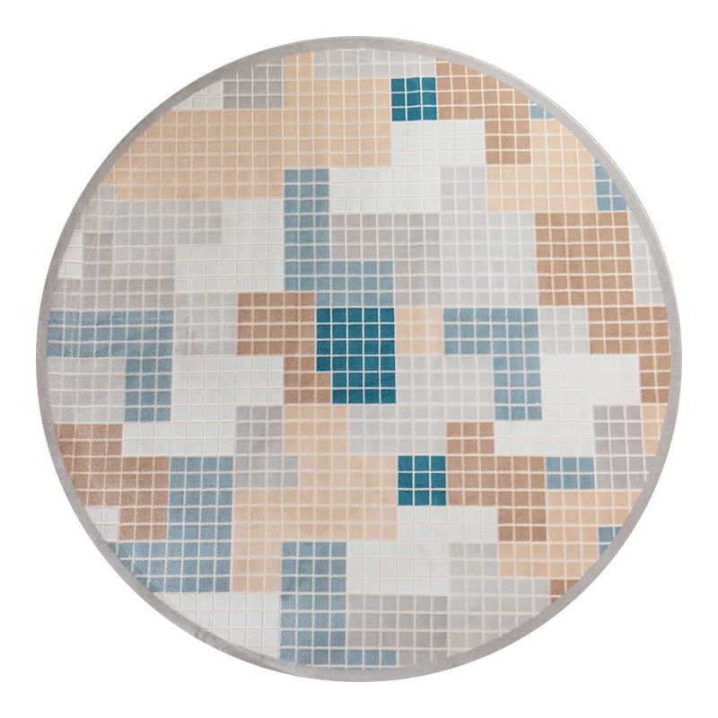 Modern Living Room Area Carpet Khaki Tie-Dye Area Rug Polyester Stain Resistant Rug