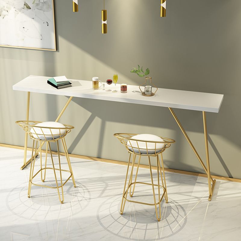 Glam Backrest Stools Metal Barstool with Gold Metal Legs for Bar