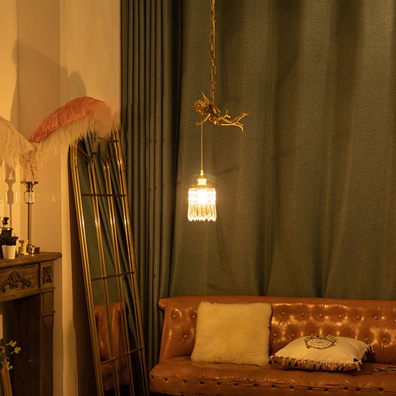 Luxury Indoor Pendant Light, Metal Angel Top 1-Light Pendant Lighting in Brass Color