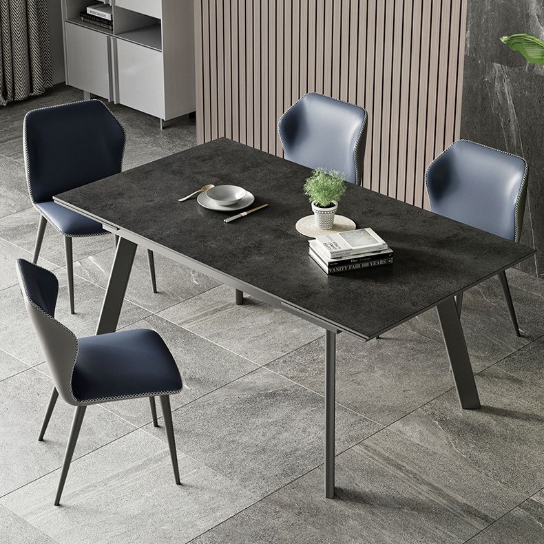 Modern de comedor plegable Juego de piedra sinterizada rectángica con 4 patas base de mesa de cocina formal