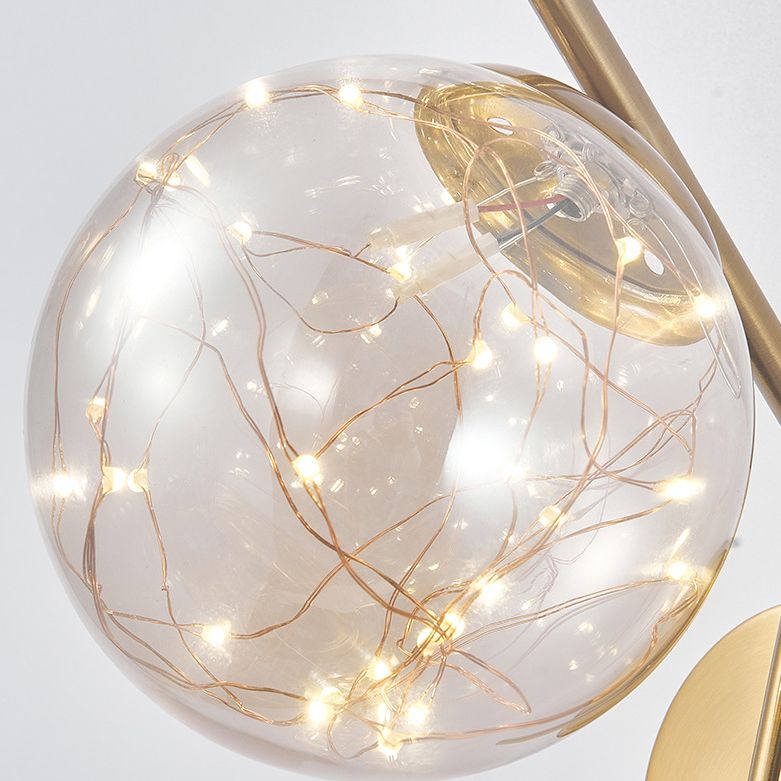 Wrought Iron LED Wall Lamp in Modern Creative Style Glass Globe Wall Light for Bedroom