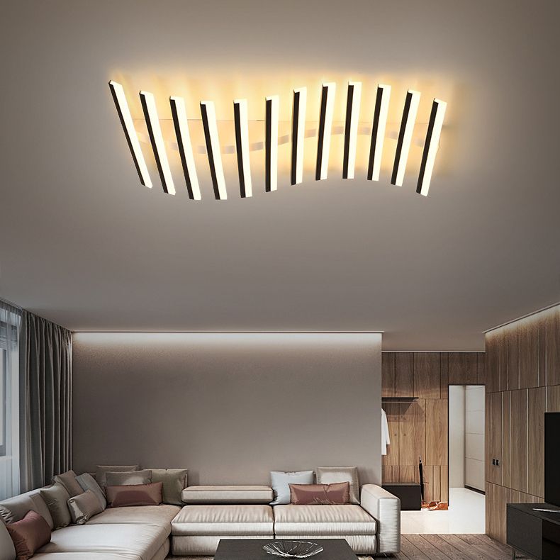 Metal Geometric Flush Mount Fixture Modern Flush Light Fixture in Black