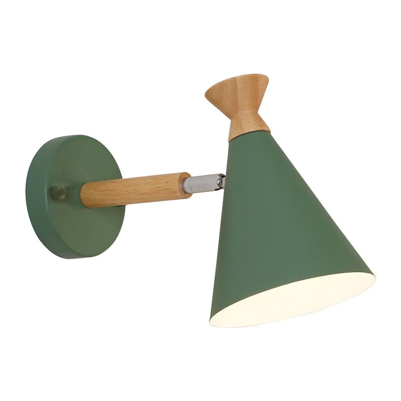 Nordic Style Iron Wall Mount Light Cone Shape Colorful Wall Lamp for Living Room