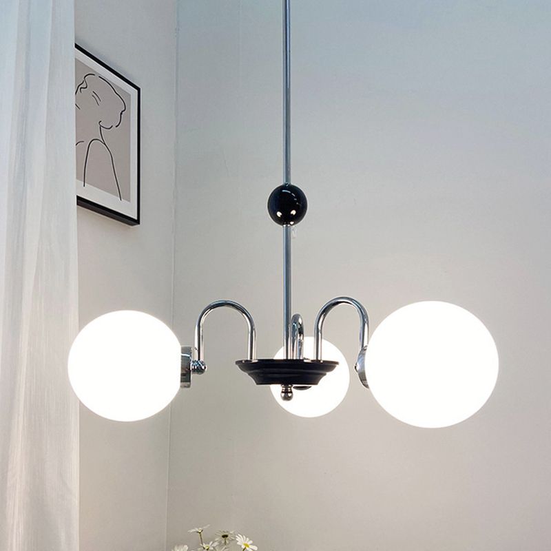 Modern Minimalist Design Chandelier Light Fixture Spherical White Glass Ceiling Chandelier