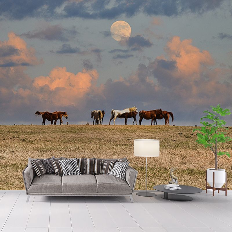 Decorative Wall Mural Wallpaper Horses Sitting Room Wall Mural
