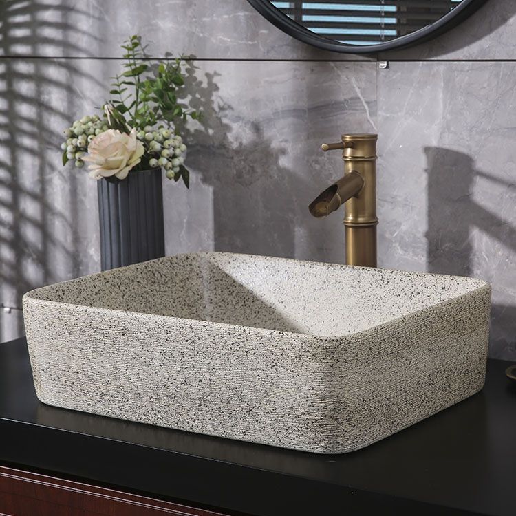 Modern Vessel Bathroom Sink Porcelain Vessel Lavatory Sink with Faucet