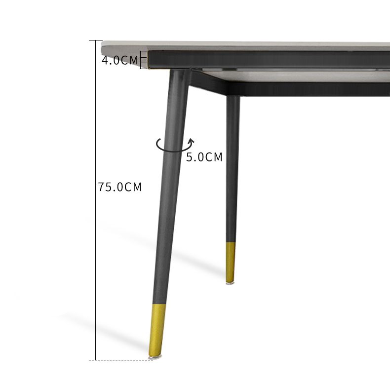 Glam Rectangle Dinette Set 1/4/5/7 Pieces Dining Table Set with Grey Sintered Stone Top