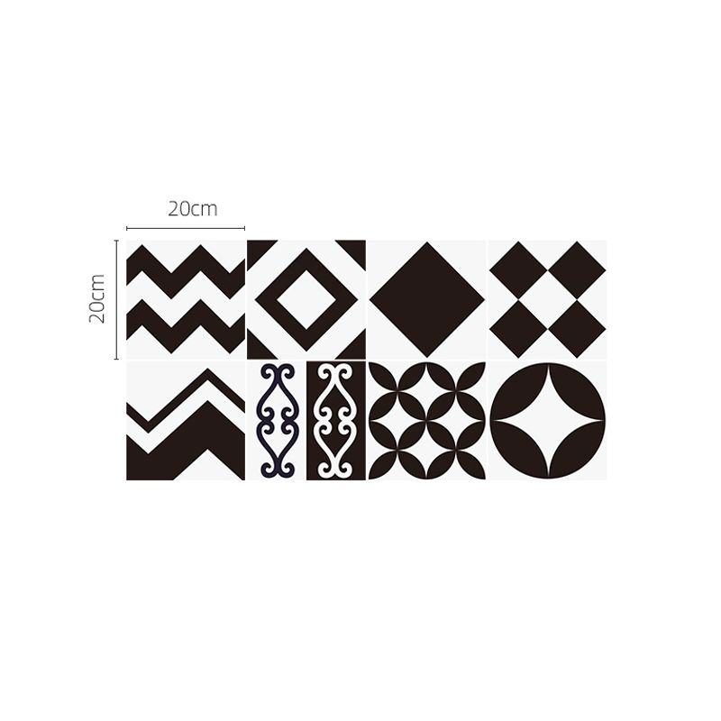 Black Modern Peel Wallpaper Panels 8' L x 8" W Geometry Pattern Wall Art for Kitchen