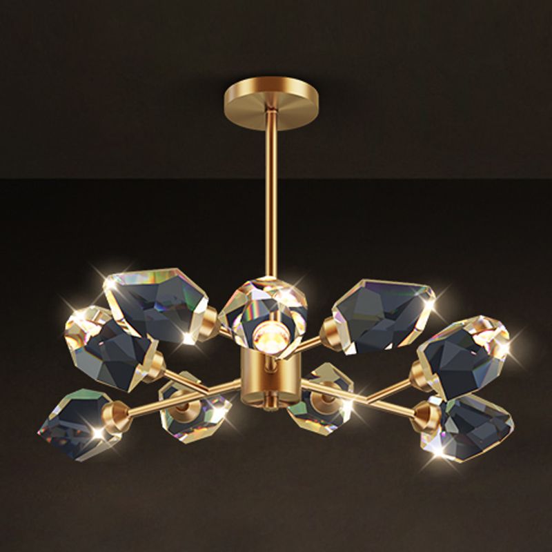 Modern Luxury LED Pendant Light Metal Indoor Chandelier with Crystal Shade