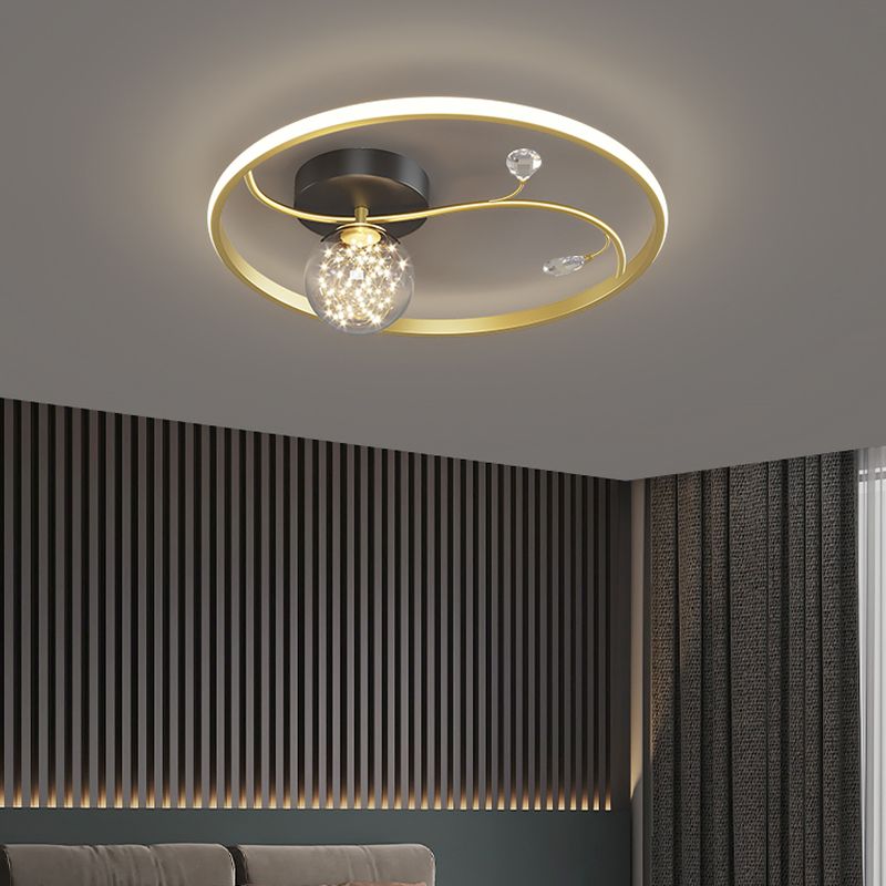 Black-Gold LED Flush Mount Light Gypsophila Modern Ceiling Lamp for Bedroom