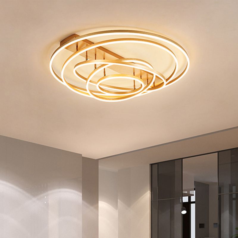 Plafonnier LED moderne à 3/5 niveaux en métal pour chambre à coucher, semi-encastré rotatif, noir/or