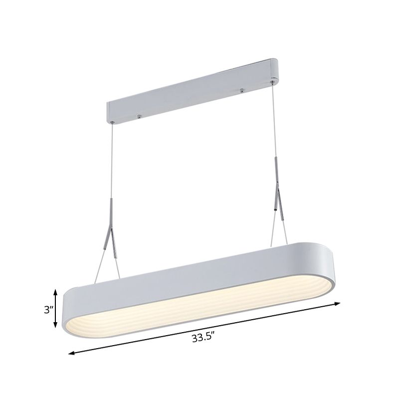 LEDIA DE CANDELIER DE METAL RECTANGO LED modernista 33.5 "/47" Kit de lámpara colgante blanca/gris de ancho con difusor empotrado en tercera marcha