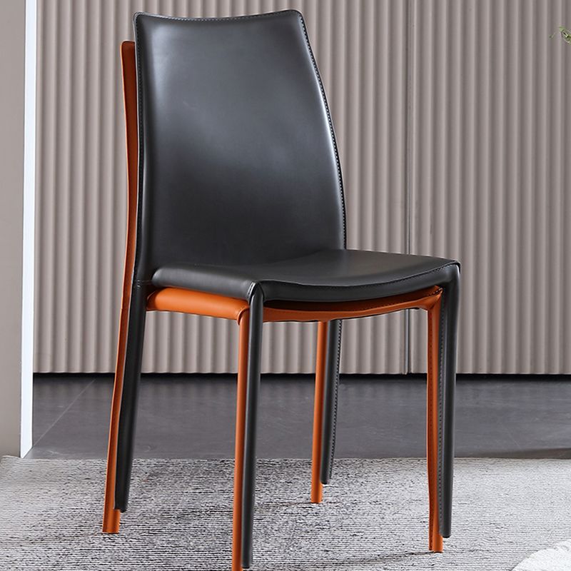 Faux Leather Stackable Dining Chairs Modern Armless Side Chair