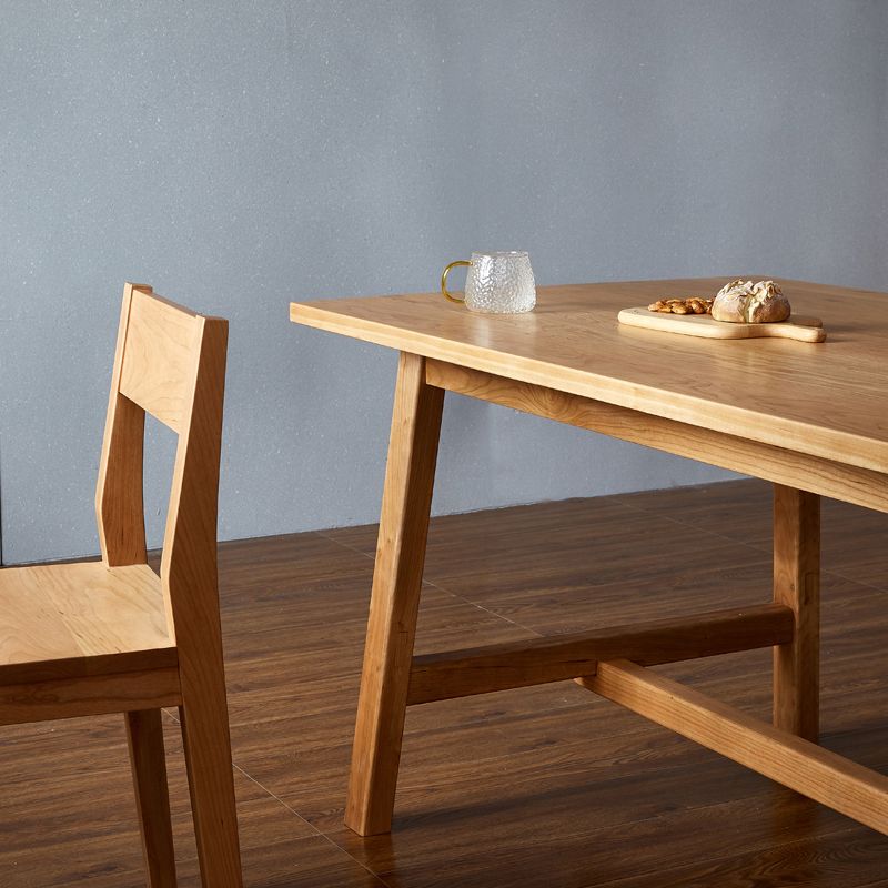 Modern Pine Wood Indoor Table for Restaurant Rectangle Dining Table with Trestle Base
