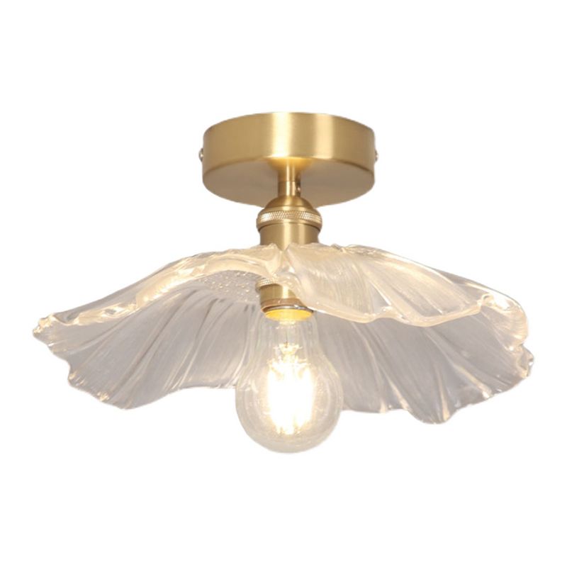 Metal Flower Shape Flush Mount in Colonial Style Copper Ceiling Light