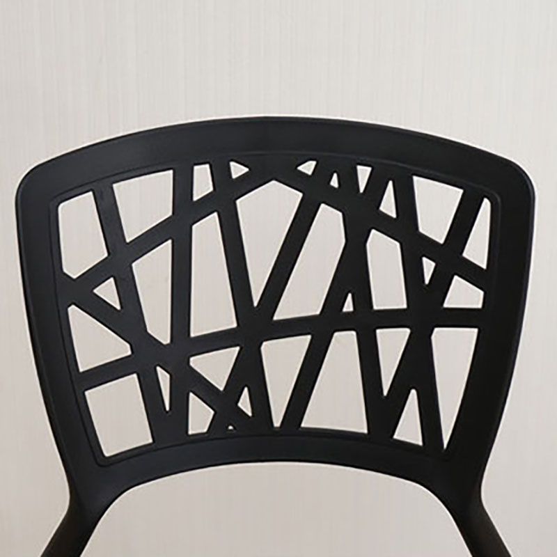 Silla trasera abierta contemporánea, silla lateral sin brazos de comedor apilable de plástico