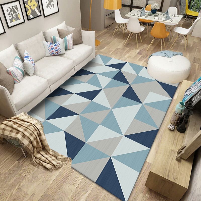 Modern Geometric Print Rug Washable Carpet Washable Polyester Indoor Rug for Living Room