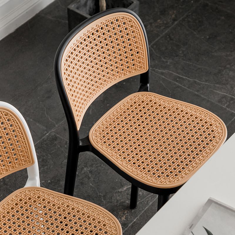 Nordic Backrest Counter Stool with Metal Base Plastic Armless Bar Chair