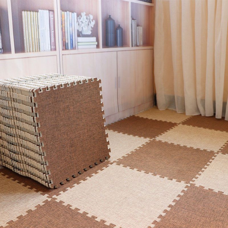 Carpet Tile Non-Skid Fade Resistant Solid Color Interlocking Carpet Tiles Dining Room