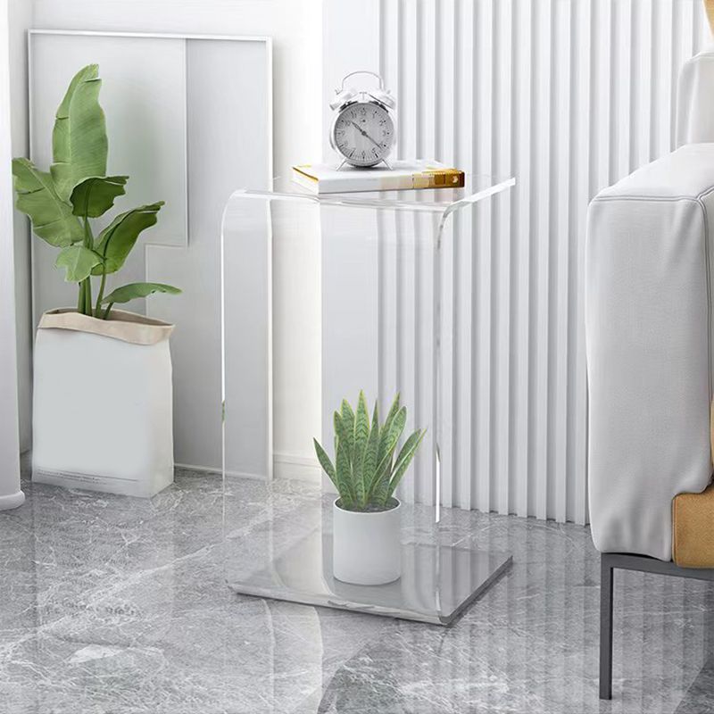 Acrylic Living Room Side Table Square C-shape Side End Snack Table