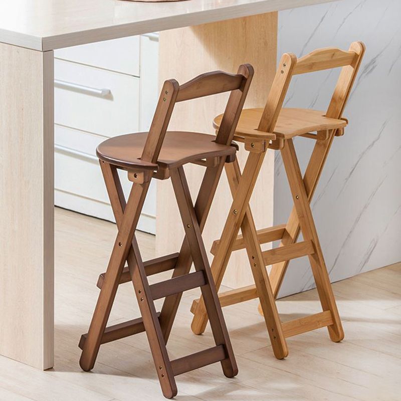 Taburete de bar de madera plegable sin brazos moderno para cocina con asiento de madera