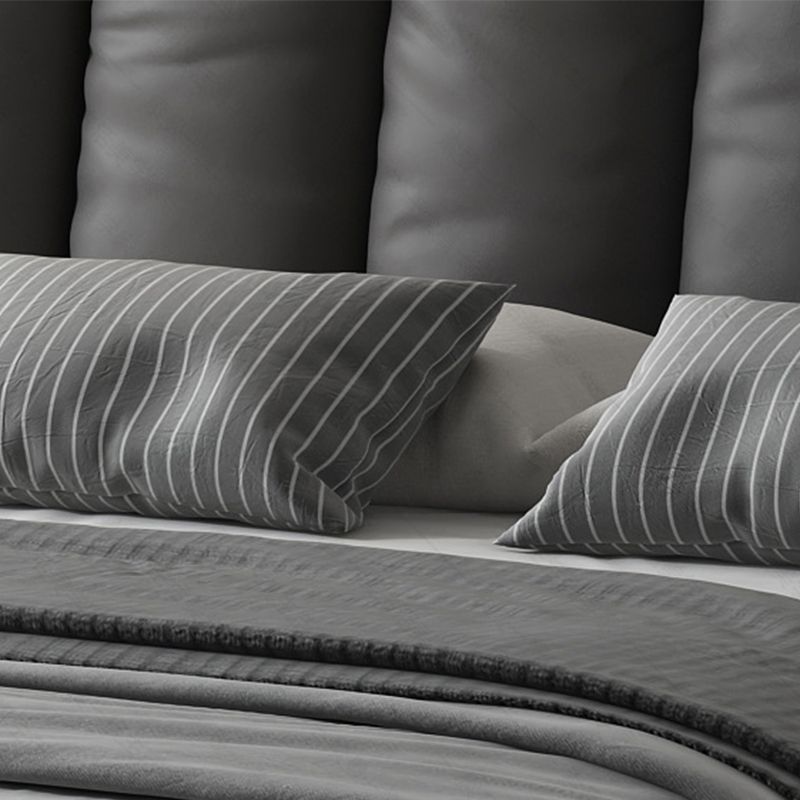 Mid-Century Modern Standard Bed with Legs and Wingback Headboard