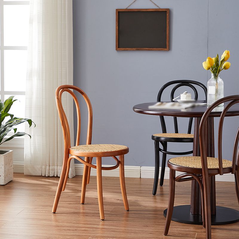 Silla de comedor de madera de estilo campestre, silla lateral de comedor con respaldo abierto para uso doméstico