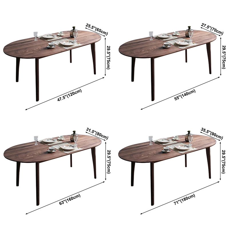 Simple Style Dining Table Solid Wood Oval 4 Legs Base Table for Kitchen and Home