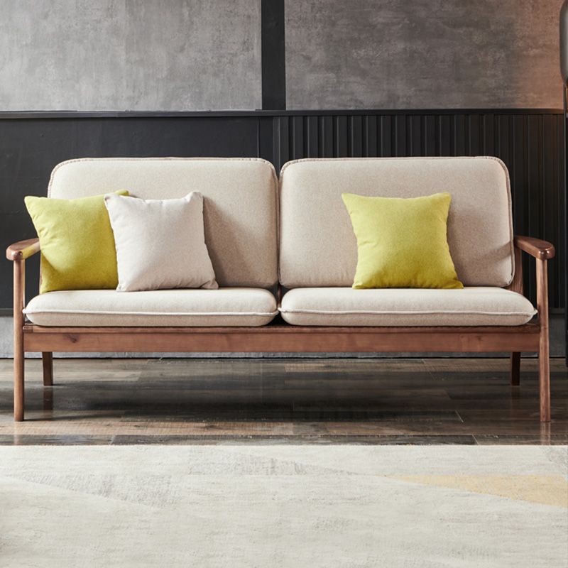 Fabric Sofa in Wooden with Wood Arm Contemporary Living Room Seating