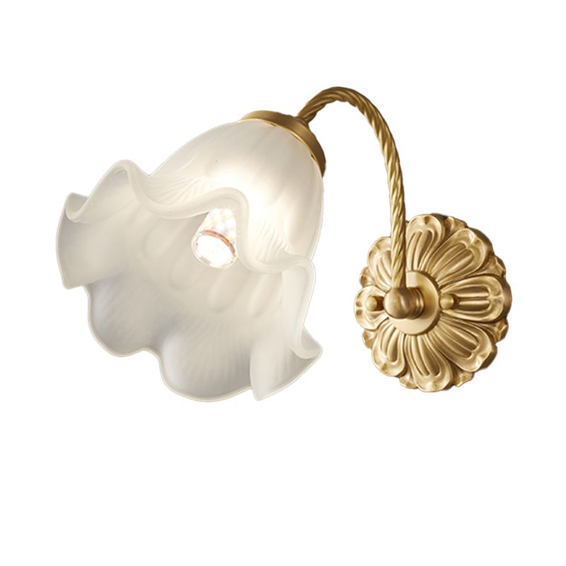Glass Flower Shape Wall Lighting Modern Style 1 Light Wall Light Sconce in Gold