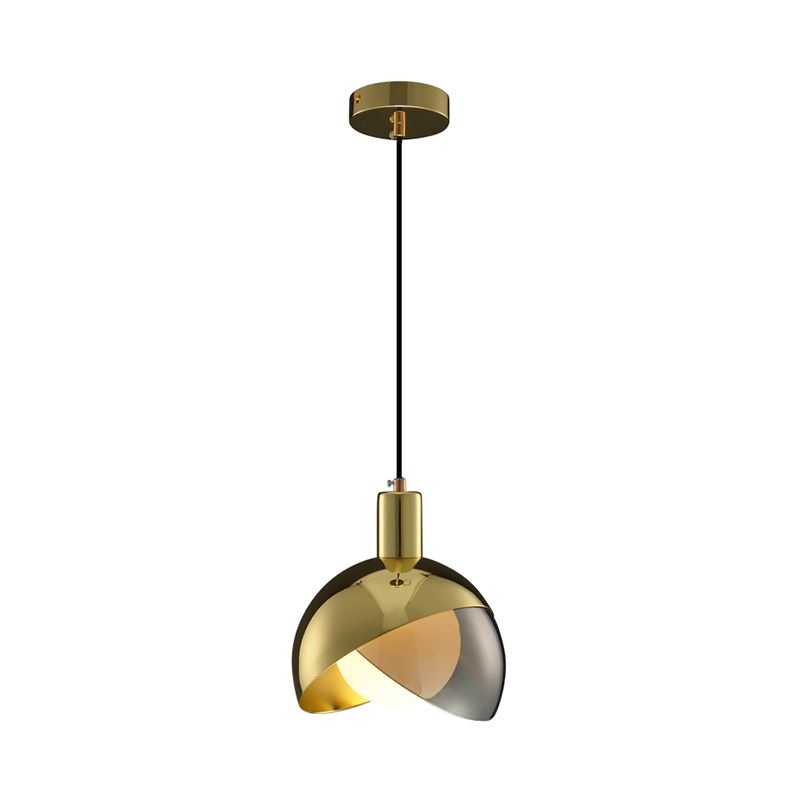 Split Dome Drop -Lampe Moderne Metall 1 Leichtanhänger Beleuchtung mit innerer Kugel Opalglas Schatten
