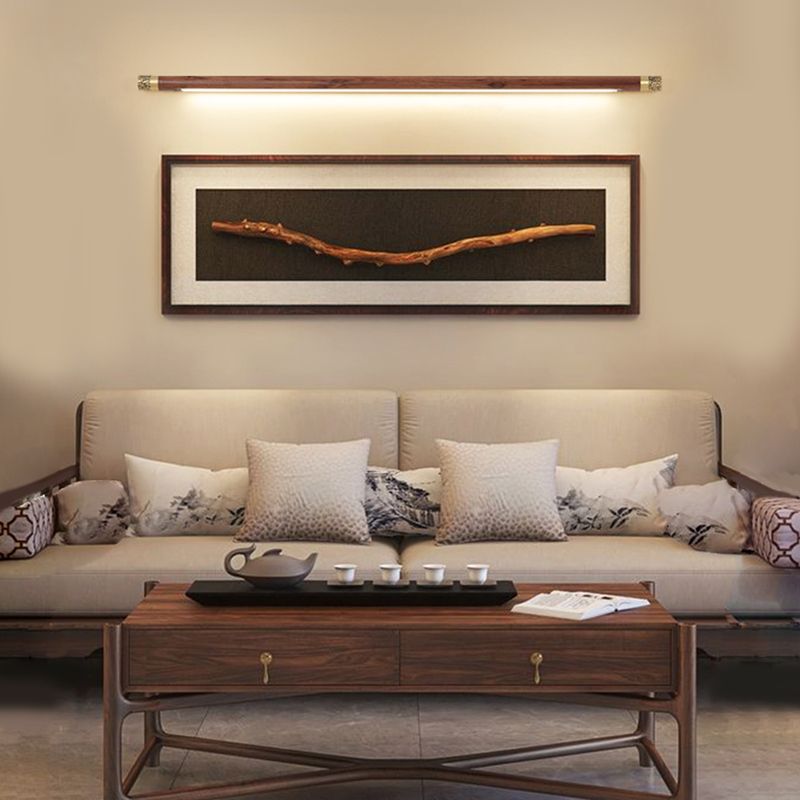 Modern Style Wood Vanity Light Cylinder Shape 1 Light Vanity Lamp for Shower Room