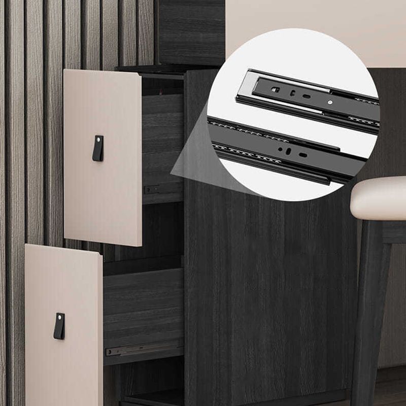 Black Modern Vanity Wood Mirrored Makeup Dressing Table Stool Set