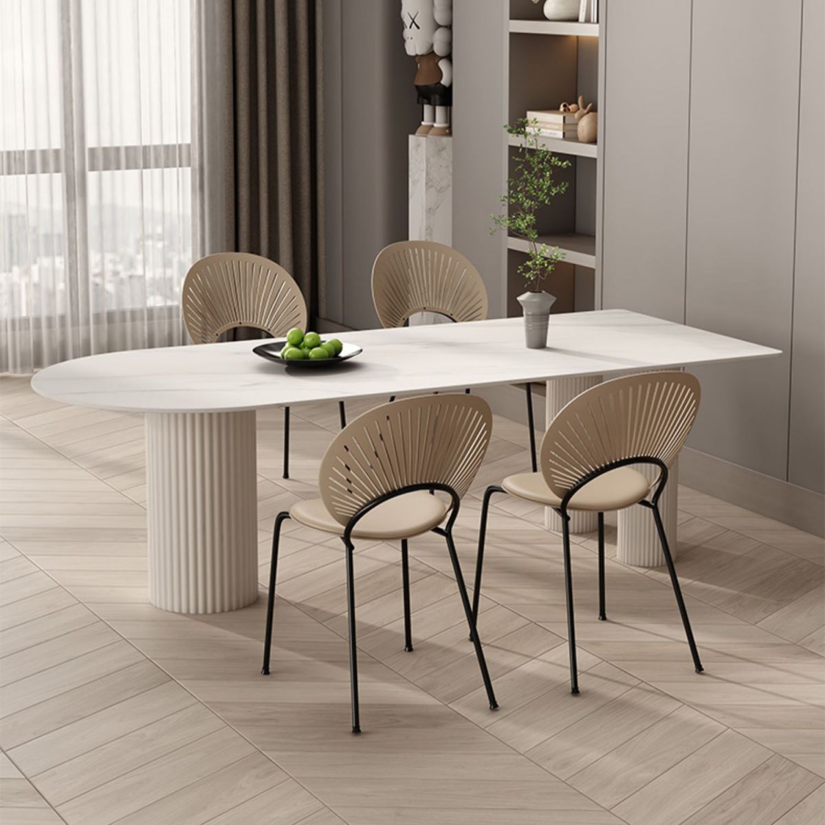 Kitchen Dining Table Modern Stone Dining Table in White and Black