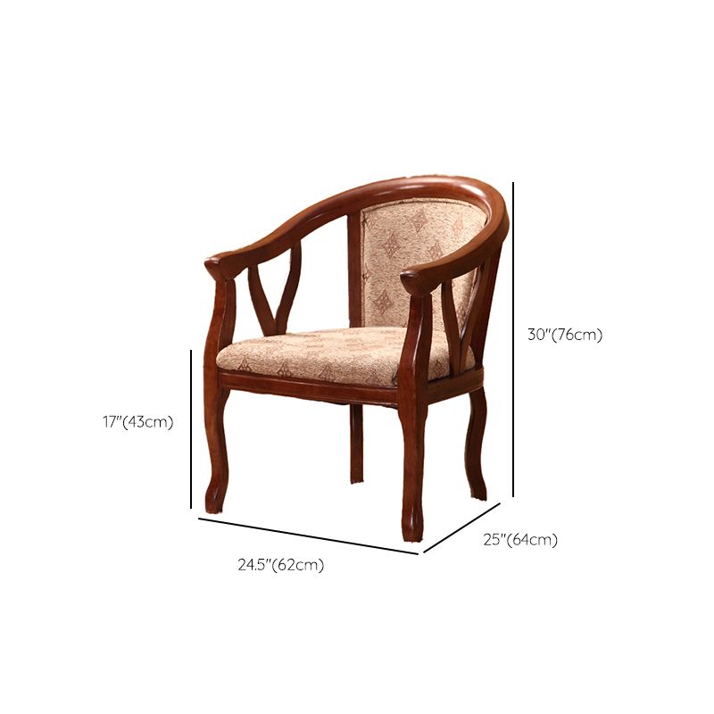 Traditional Style Dining Chair Upholstered Solid Wood Base Arm Chair for Home