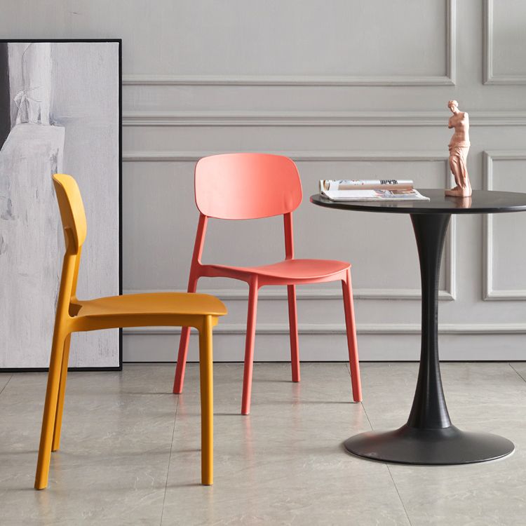 Scandinavian Stackable Armless Dining Chairs Plastic Open Back Side Chair (Set of 4)