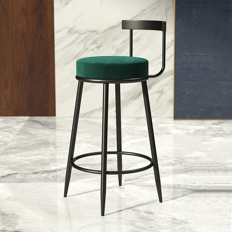 Industrial Armless Backrest Counter Stool Iron Cafe Bar Stool with Cushion and Pedal