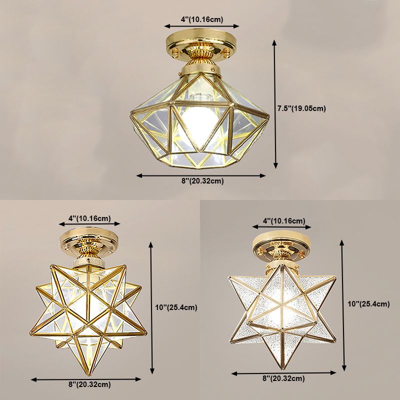 Lámpara de techo geométrica Cobre moderno 1 Montaje de alambre de luz con agujero 2-3.5 '' Dia para el pasillo