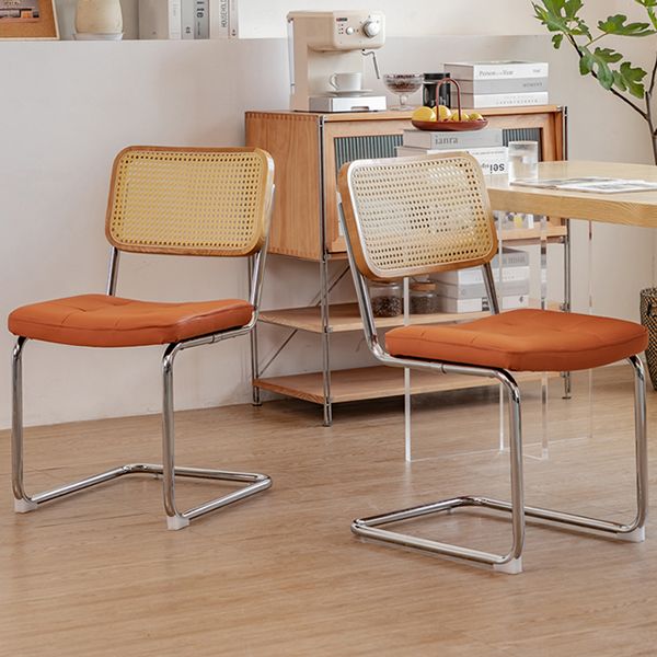 Upholstered Side Chair Modern Style Open Back Armless Chair with Chrome Base