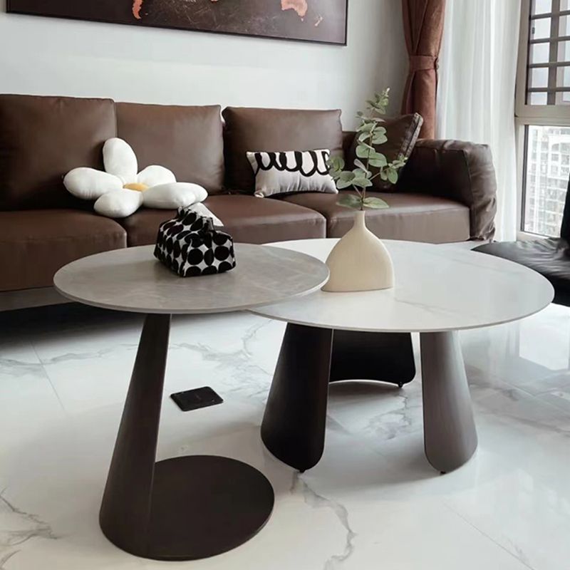 Slate Round Coffee Table No Distressing Modern Nesting Coffee Table Set