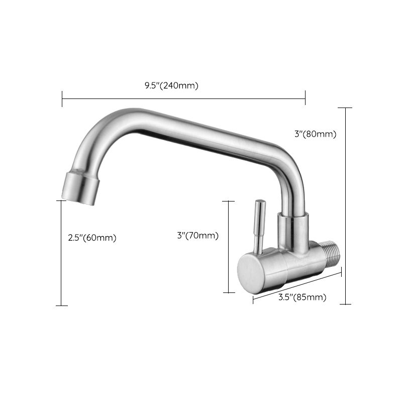 Modern Metal Single Handle Kitchen Faucet Wall Mounted Faucet in Chrome