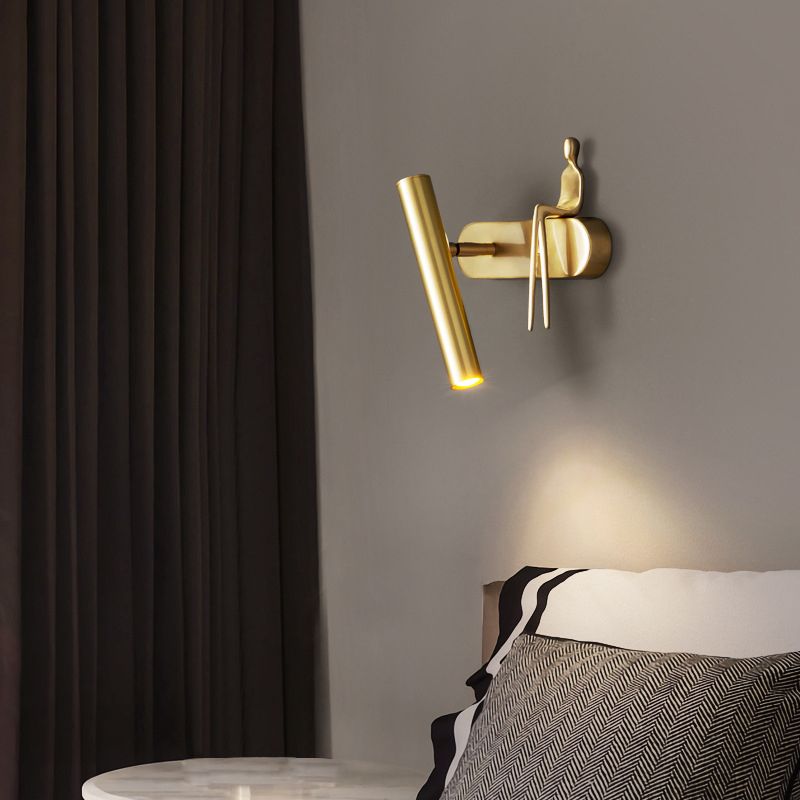 1-Light Cylinder Wall Light Fixture Modern Metal Wall Sconce Light
