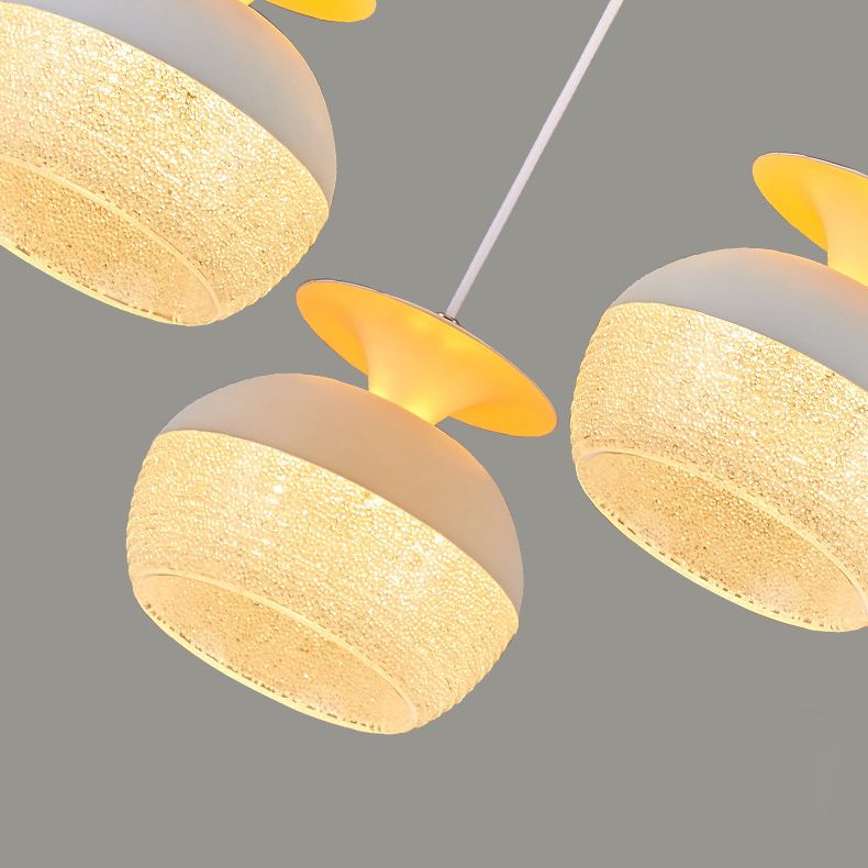 Modern 5-licht hanglamp Licht armatuur Wit wijnglas en klaver multi-plafondlicht met acrylschaduw