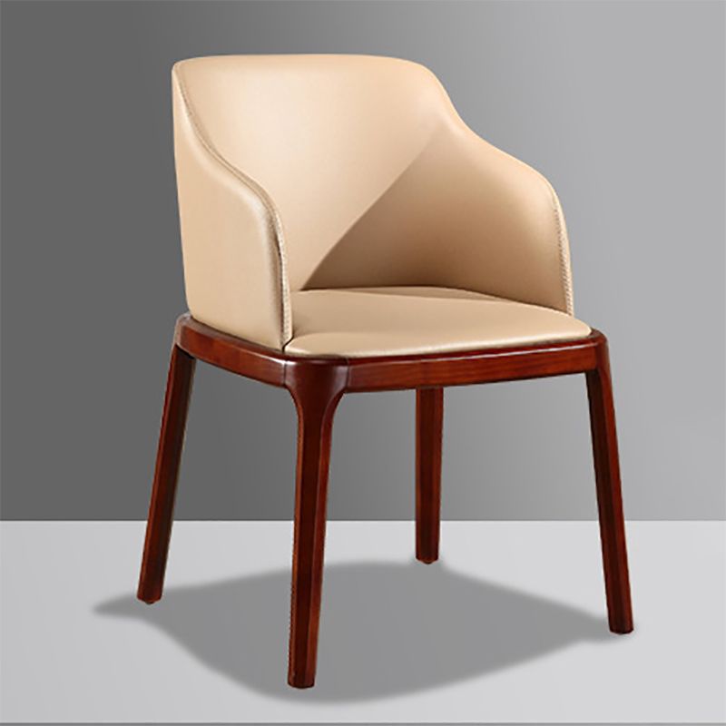 Contemporary Kitchen Wood Dining Chair PU Leather Side Chair