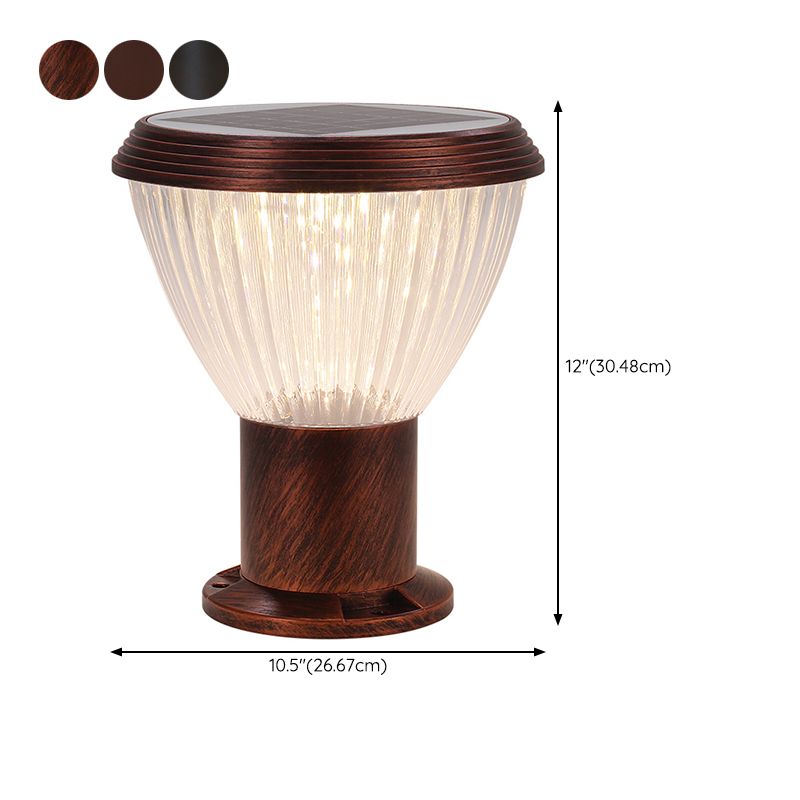 LED Pillar Lamp Modern Solar Lighting Fixture with Acrylic Shade for Garden
